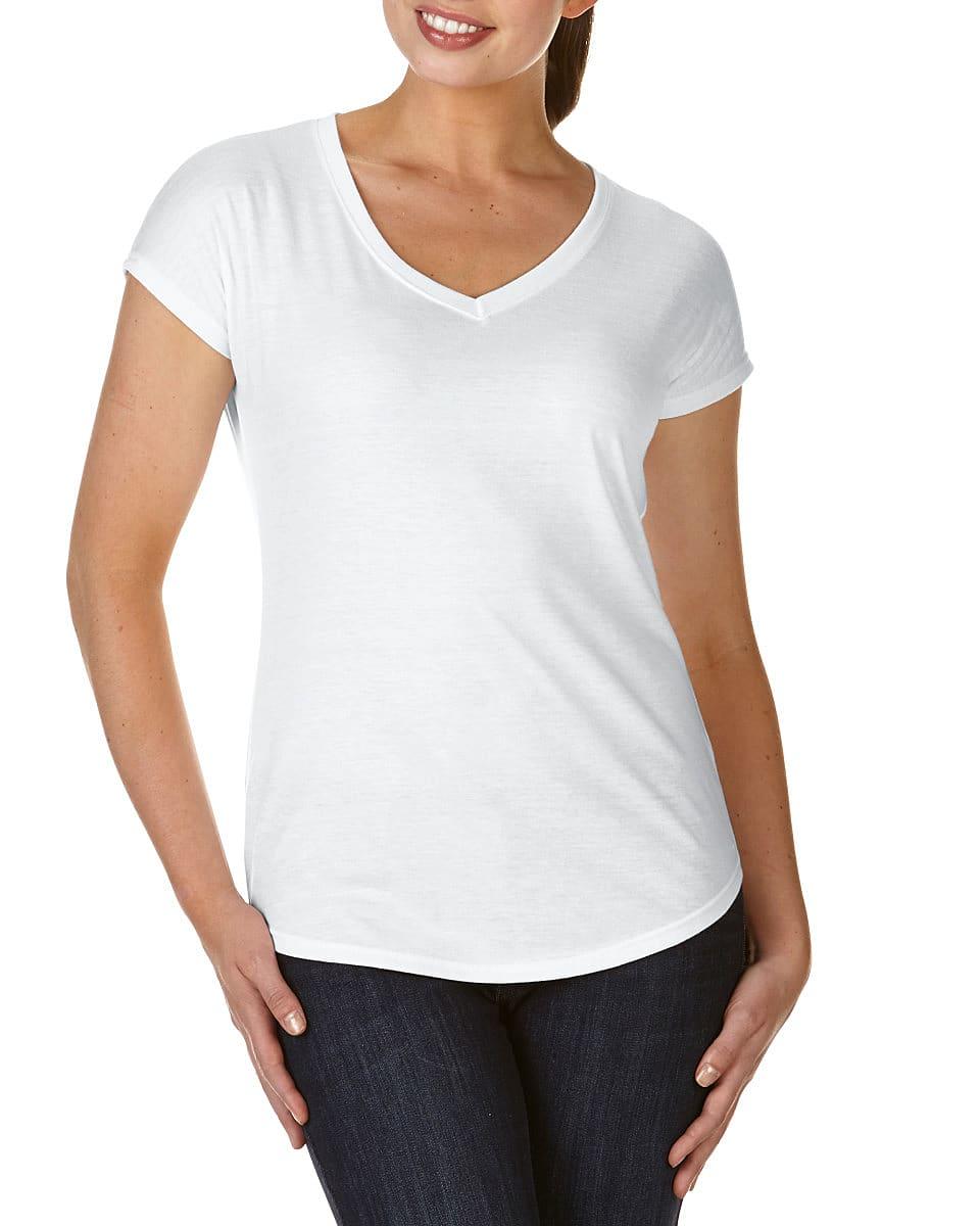 Anvil Womens Tri-Blend V-Neck T-Shirt in White (Product Code: 6750VL)