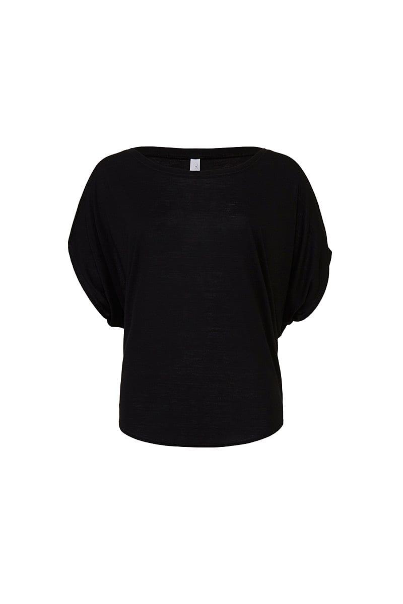 Bella Womens Flowy Draped Dolman T-Shirt in Black (Product Code: BE8821)