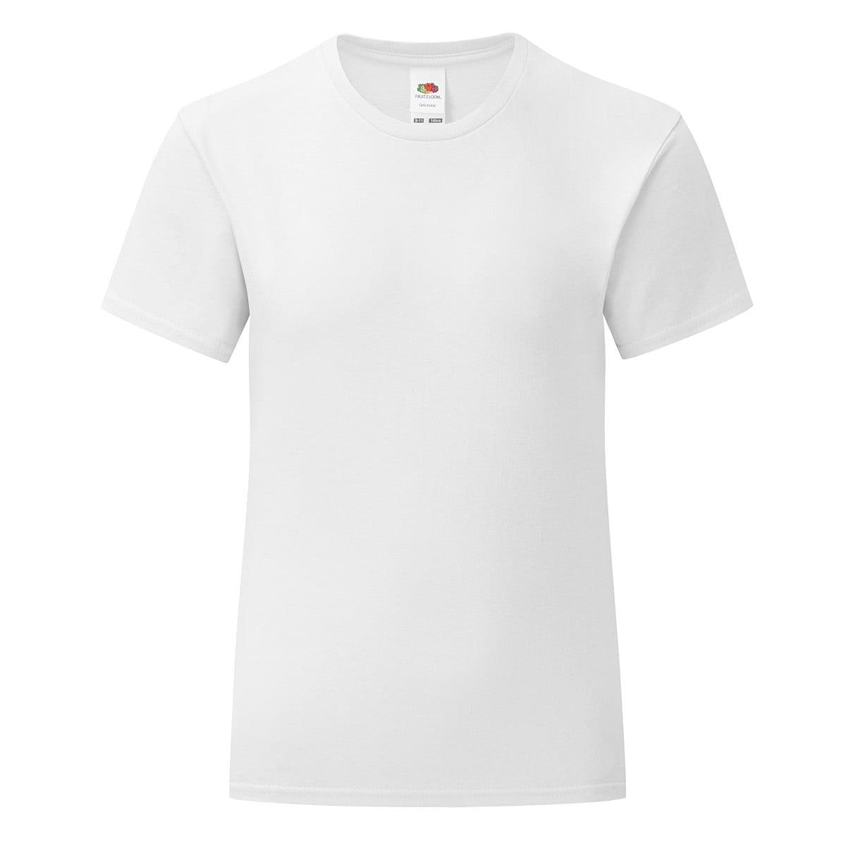 Fruit Of The Loom Girls Iconic T-Shirt in White (Product Code: 61025)