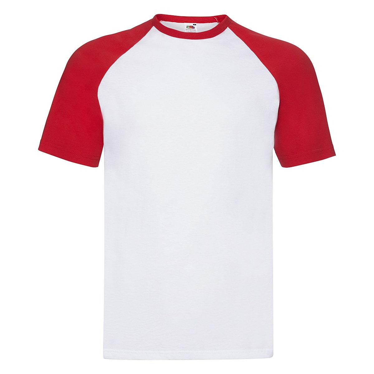 Fruit Of The Loom Short-Sleeve Baseball T-Shirt in White / Red (Product Code: 61026)