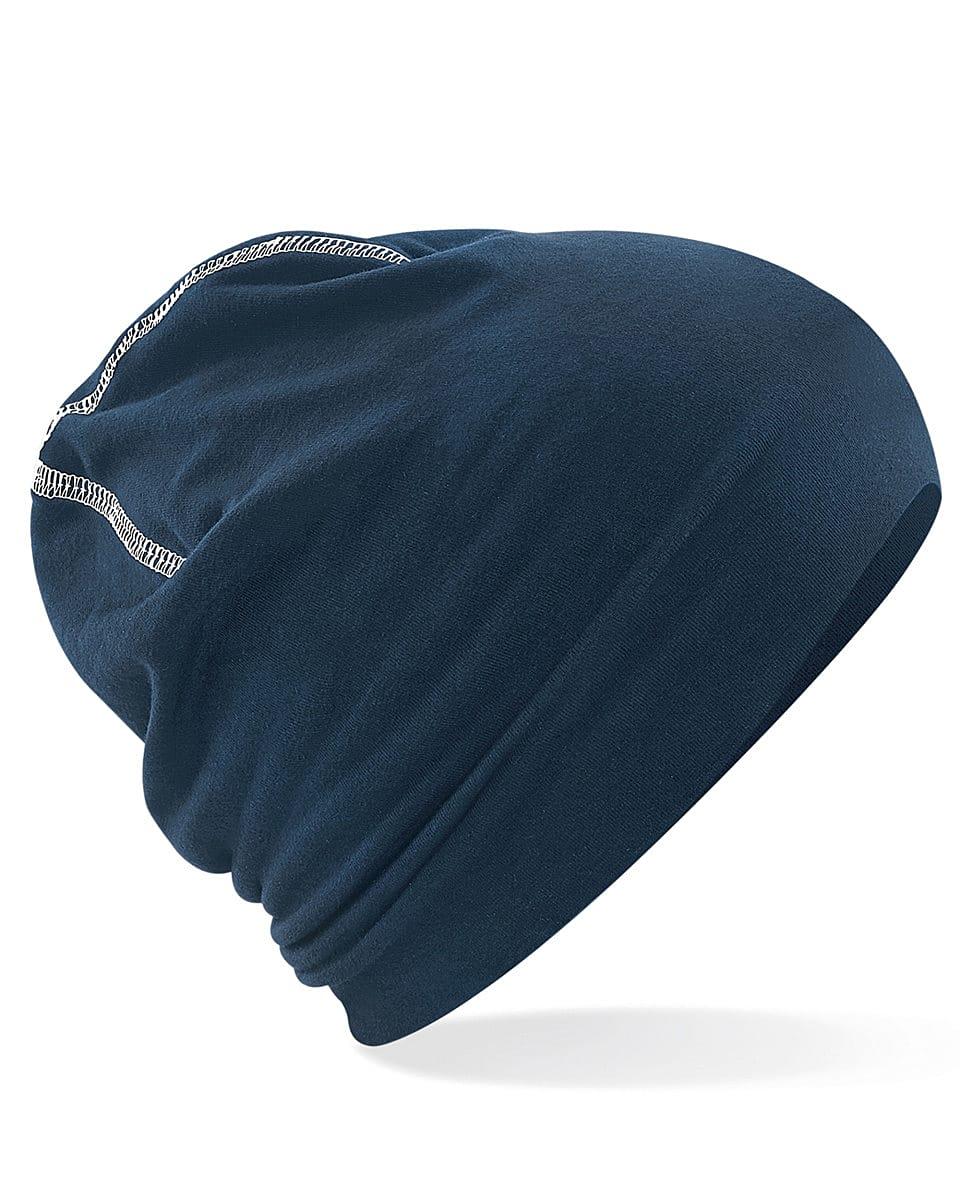 Beechfield Hemsedal Cotton Beanie Hat in French Navy / White (Product Code: B366)