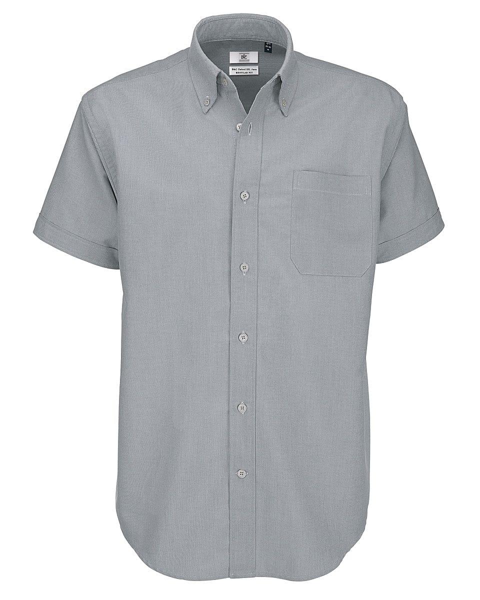 B&C Mens Oxford Short-Sleeve Shirt in Silver Moon (Product Code: SMO02)