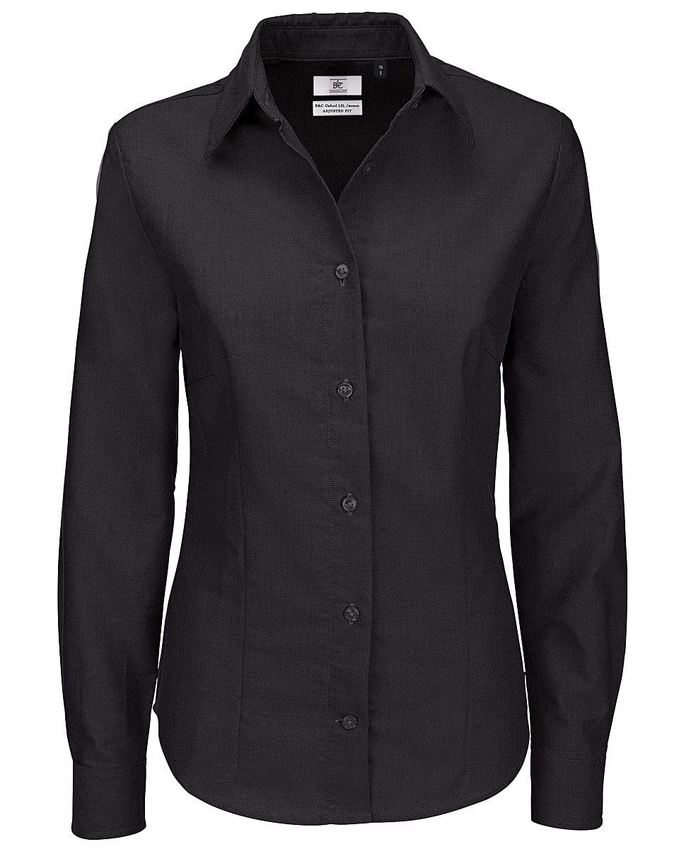 B&C Womens Oxford Long-Sleeve Shirt in Black (Product Code: SWO03)