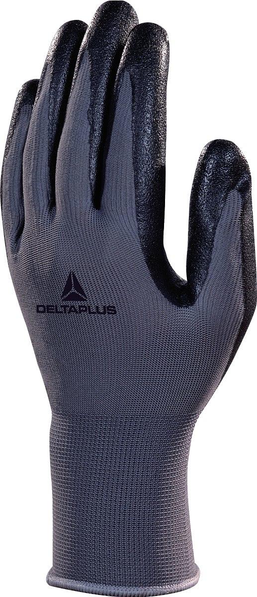 Delta Plus Nitrile-Coated Polyester Knitted Gloves in Grey / Black (Product Code: VE722)