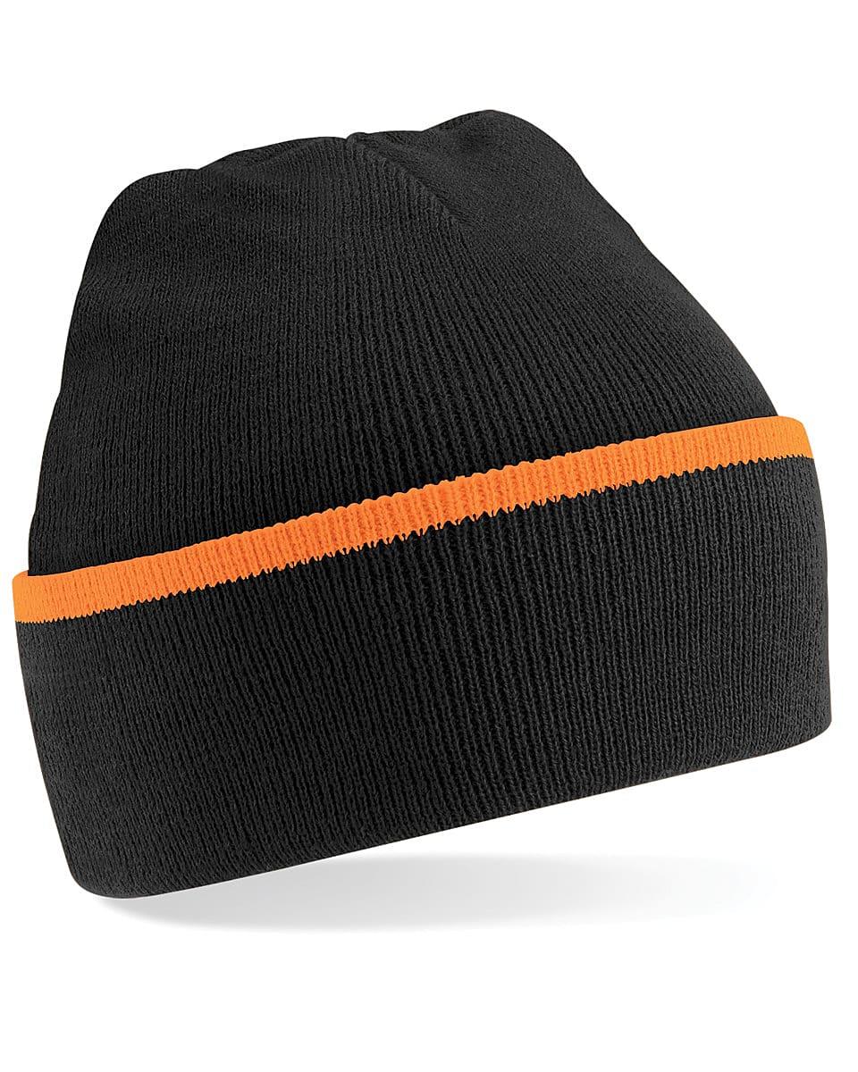 Beechfield Teamwear Beanie Hat in Black / Orange (Product Code: B471)