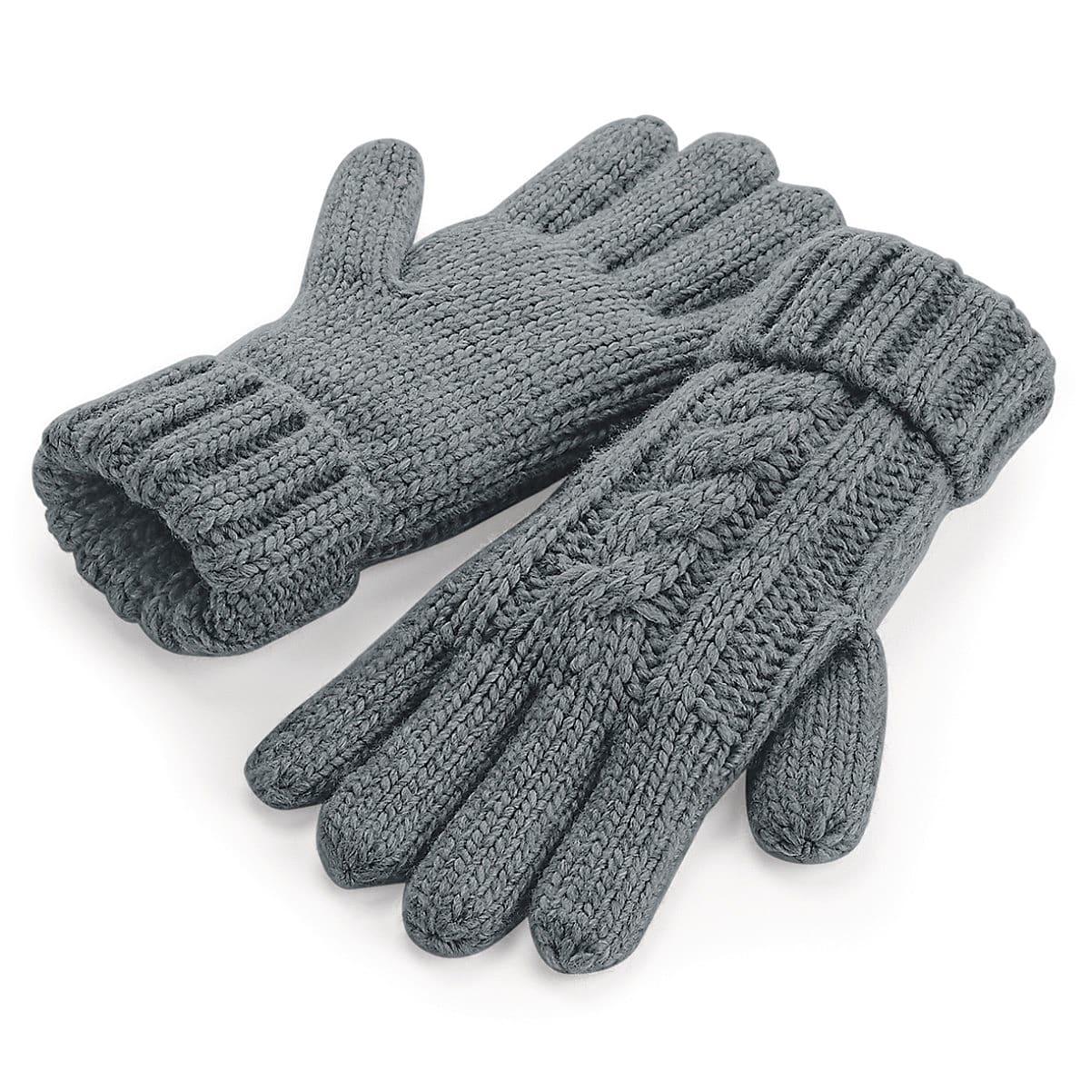 Beechfield Cable Knit Melange Gloves in Light Grey (Product Code: B497)