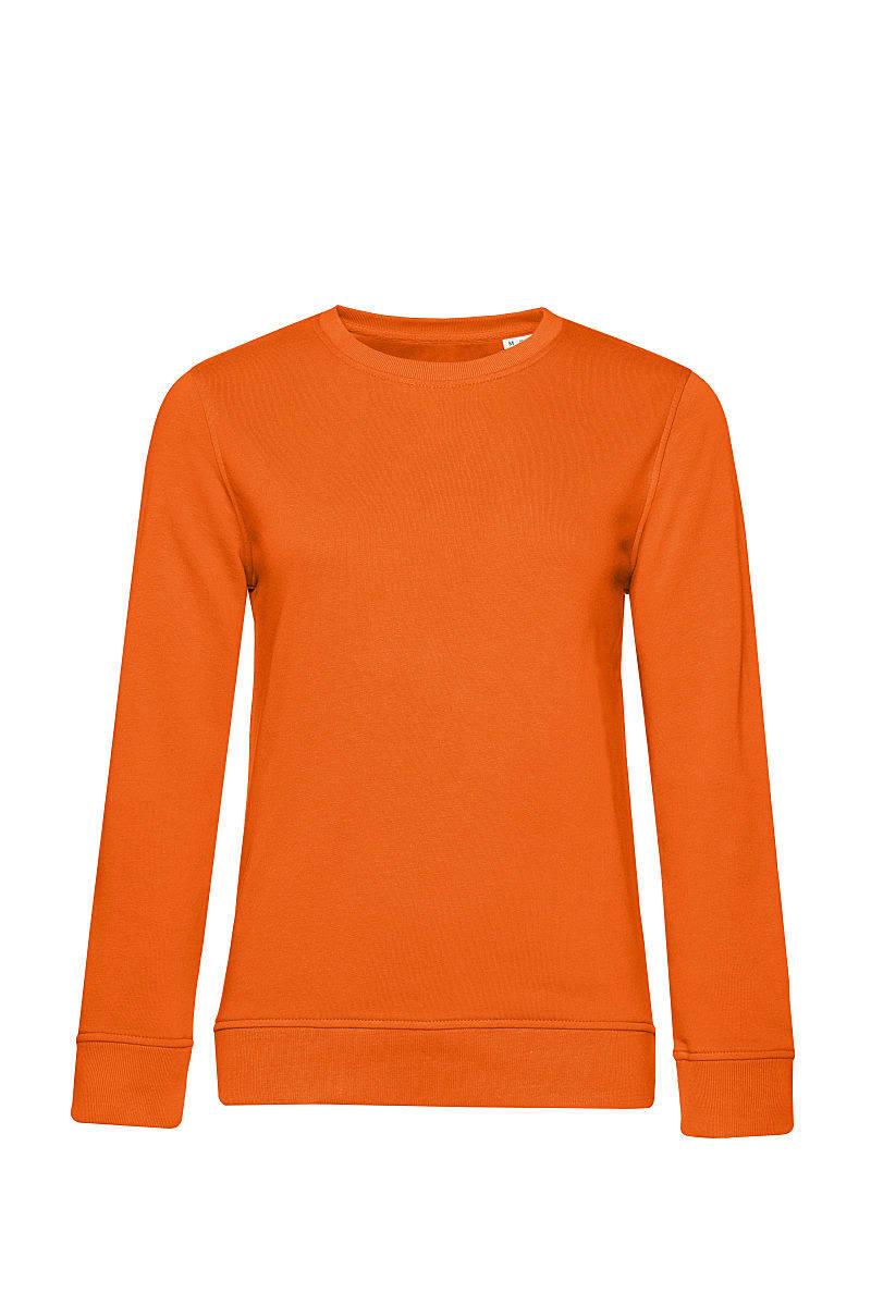 B&C Womens Organic Crew Neck Sweatshirt in Pure Orange (Product Code: WW32B)