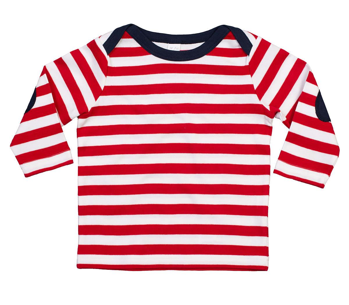 Babybugz Stripy Long-Sleeve T-Shirt in Red / Washed White / Navy (Product Code: BZ38)