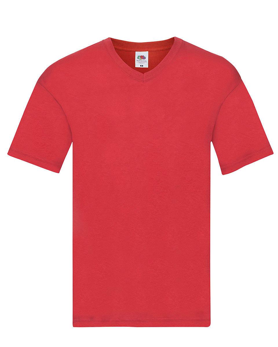 Fruit Of The Loom Mens Original V-Neck T-Shirt in Red (Product Code: 61426)