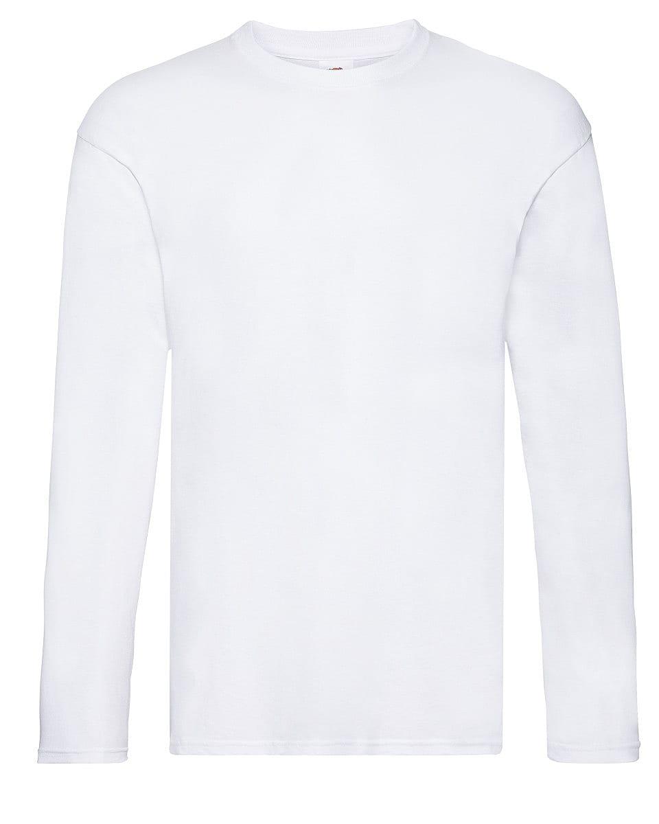 Fruit Of The Loom Mens Original Long-Sleeve T-Shirt in White (Product Code: 61428)