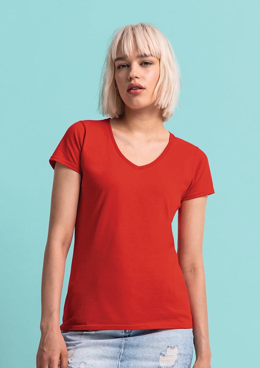 Fruit Of The Loom Womens 150 V-Neck T-Shirt (Product Code: 61444)