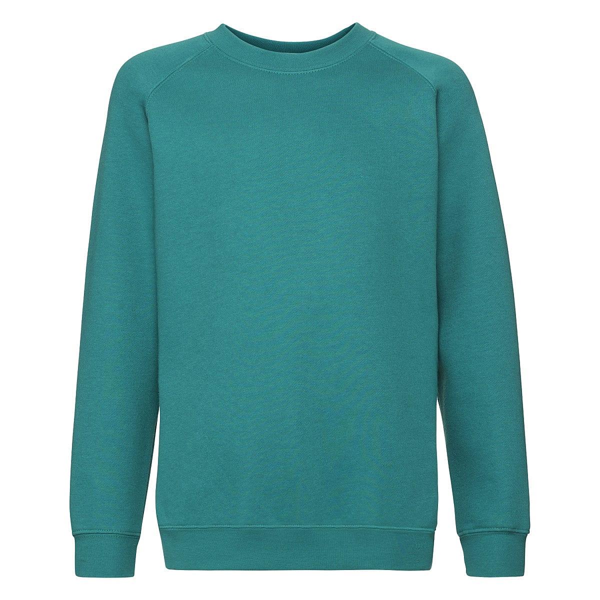 Fruit Of The Loom Childrens Premium Raglan Sleeve Sweatshirt in Emerald (Product Code: 62033)