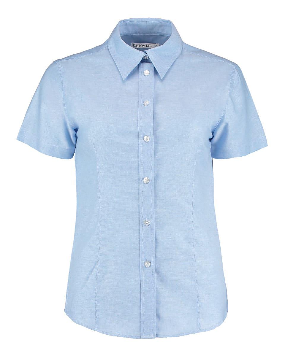 Kustom Kit Womens Workwear Oxford Short-Sleeve Shirt in Light Blue (Product Code: KK360)