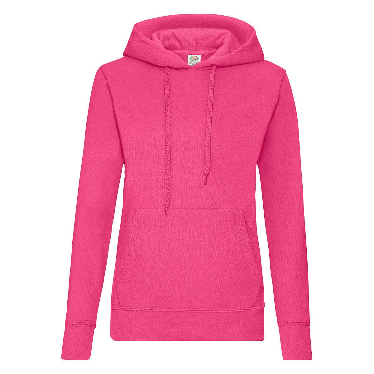 Fruit Of The Loom Lady-Fit Classic Hoodie in Fuchsia (Product Code: 62038)
