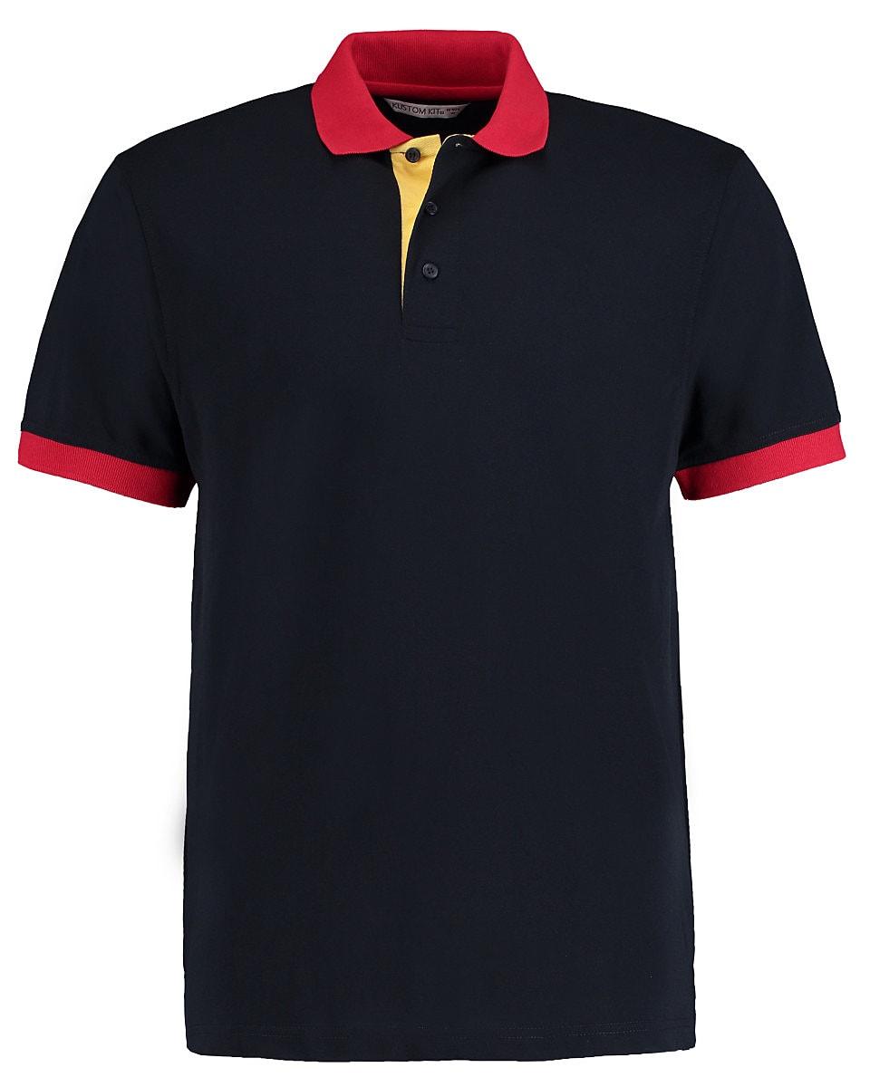Kustom Kit Contrast Polo Shirt in Navy / Red / Yellow (Product Code: KK404)