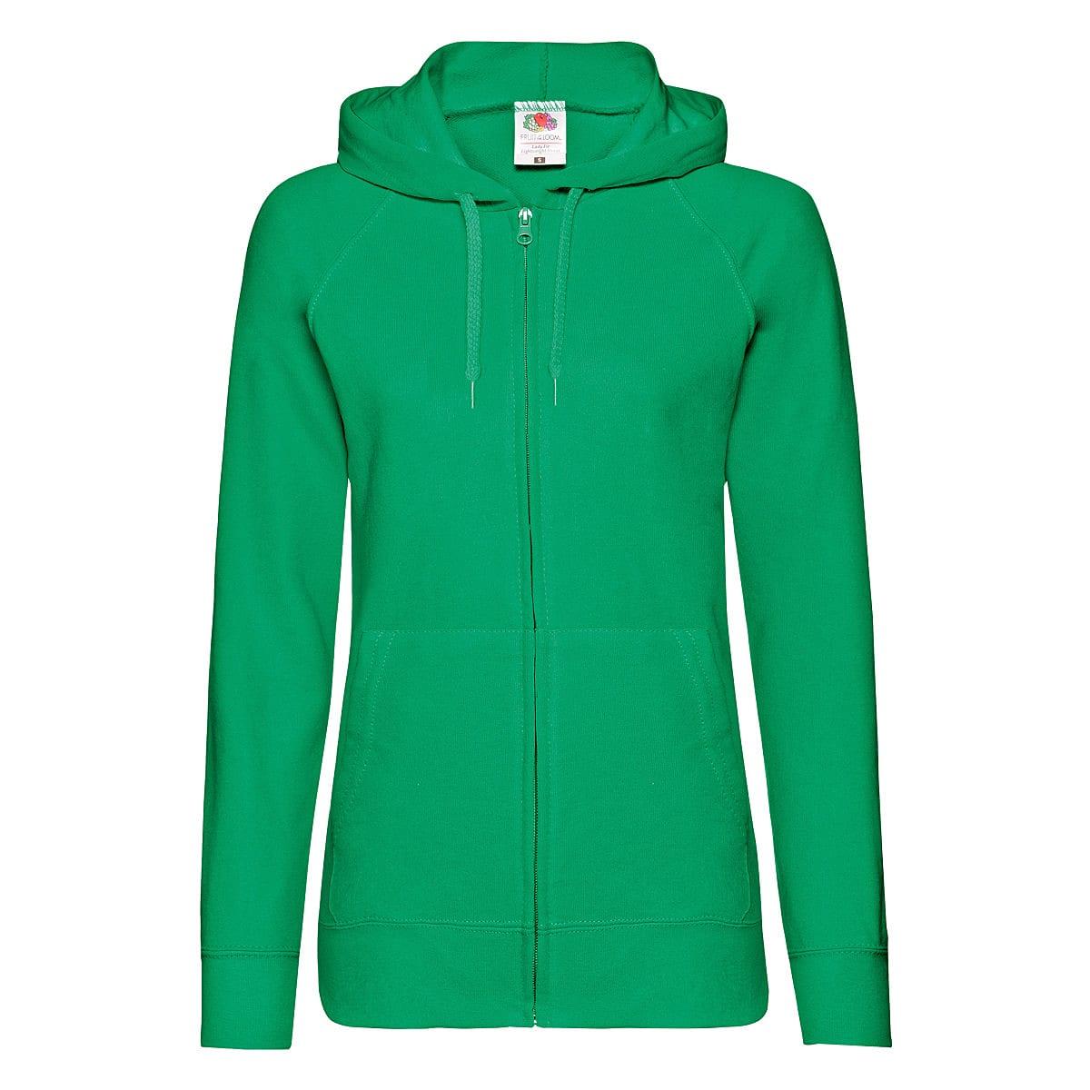 Fruit Of The Loom Lady-Fit Lightweight Full-Zip Hoodie in Kelly Green (Product Code: 62150)