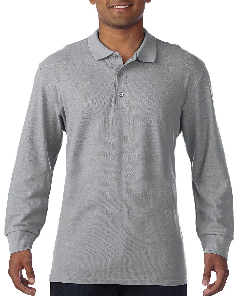 Gildan Premium Cotton Long-Sleeve Polo Shirt in Sport Grey (Rs) (Product Code: 85900)