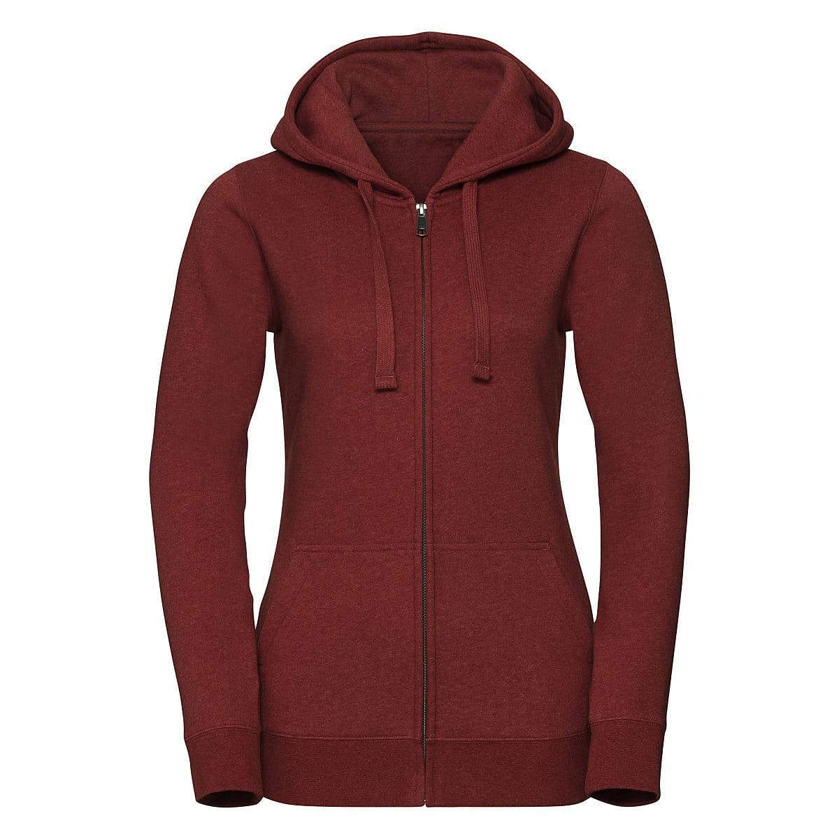 Russell Womens Authentic Melange Zipped Hoodie in Brick Red Melange (Product Code: R263F)