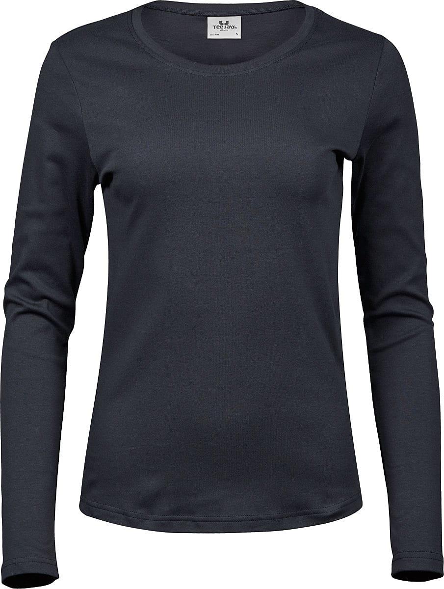Tee Jays Womens Long-Sleeve Interlock T-Shirt in Dark Grey (Product Code: TJ590)