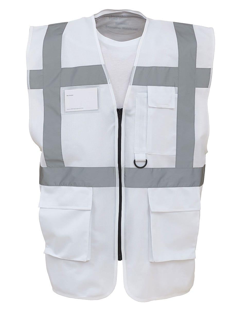 Yoko Hi-Viz Executive Waistcoat in White (Product Code: HVW801)