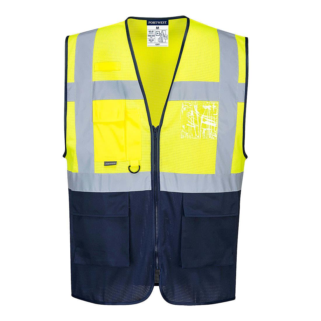 Portwest Hi-Viz Two Tone MeshAir Executive Vest in Yellow / Navy (Product Code: C377)