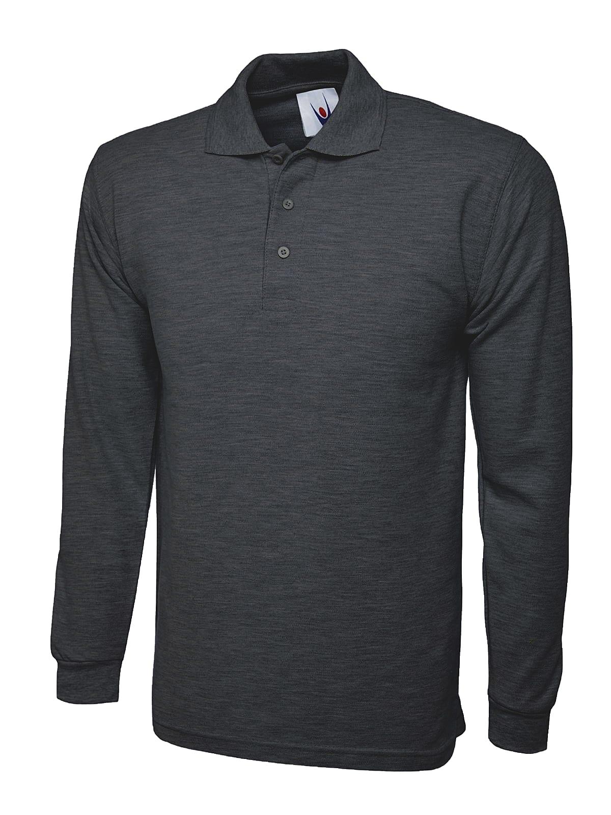 Uneek 220GSM Long-Sleeve Polo Shirt in Charcoal (Product Code: UC113)