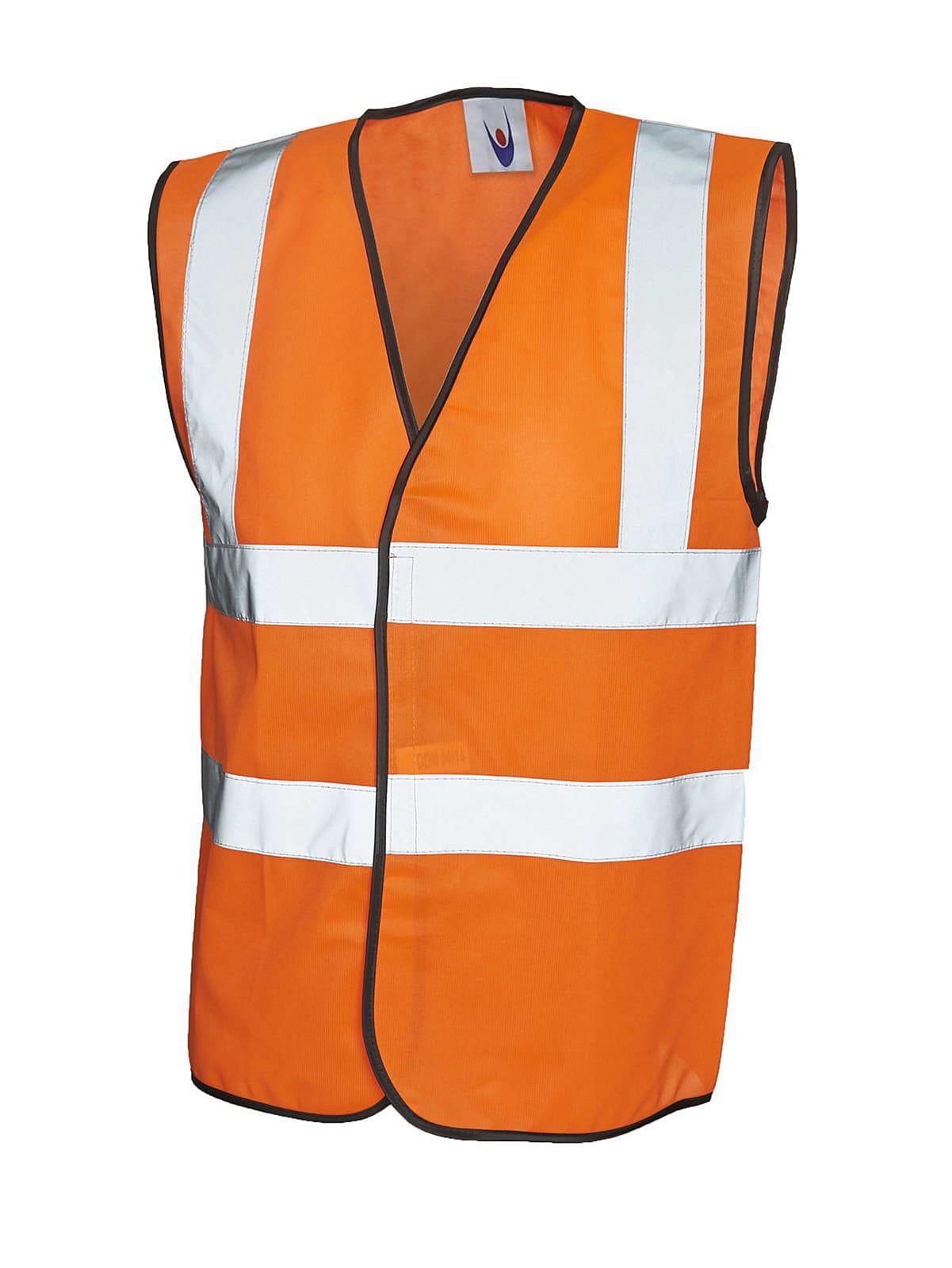 Uneek Sleeveless Safety Waist Coat in Orange (Product Code: UC801)