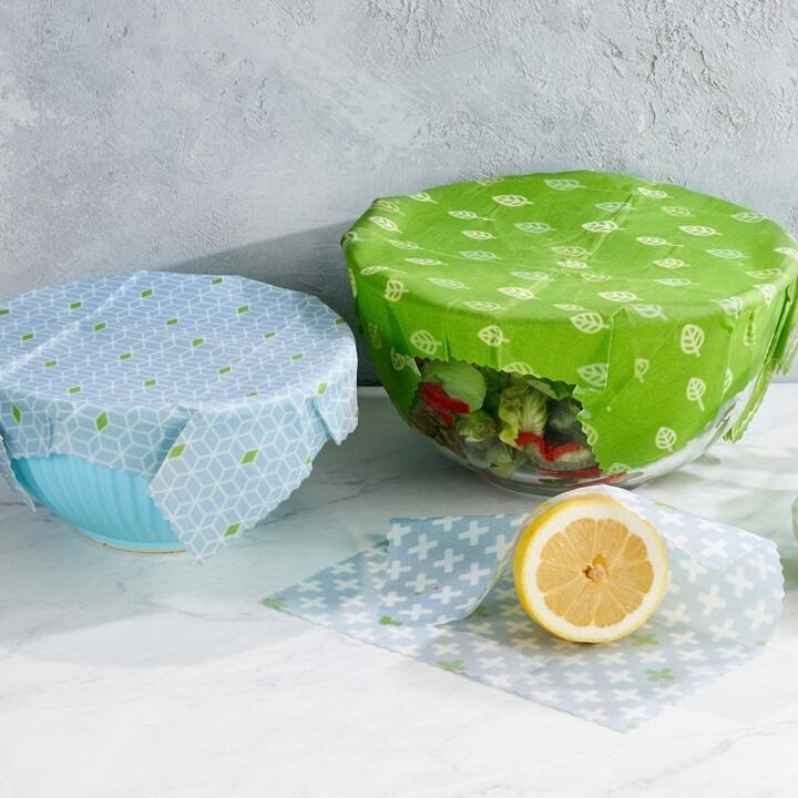An image of two bowls covered with the reusable vegan food wraps.