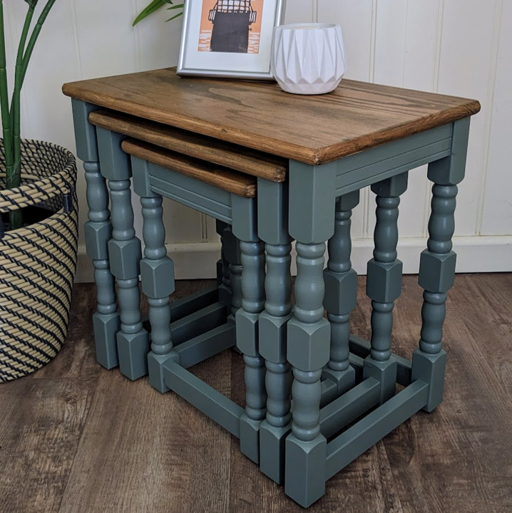 steaming green nest of tables