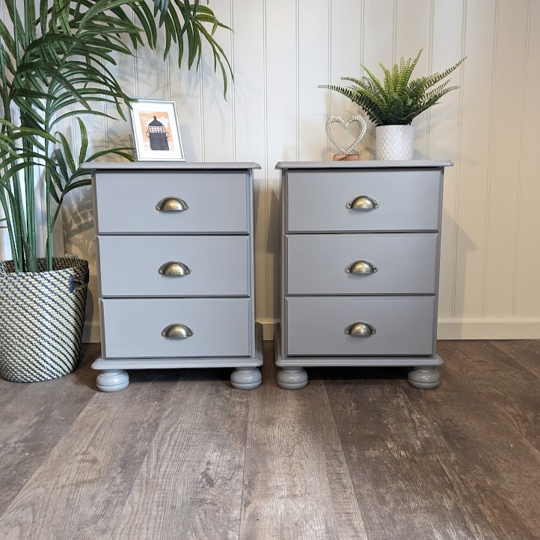 grey bedside tables