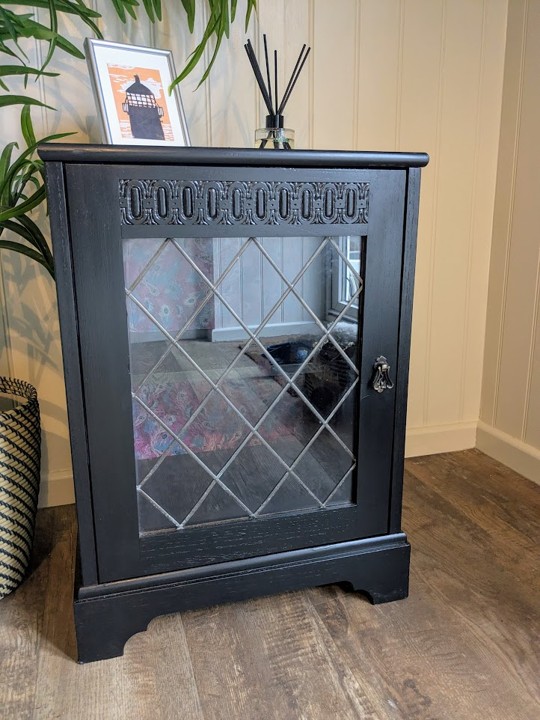 upcycled black drinks cabinet