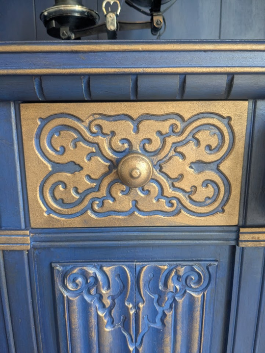 upcycled blue kitchen dresser