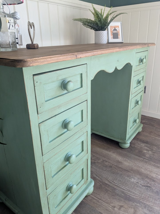 green shabby chic desk