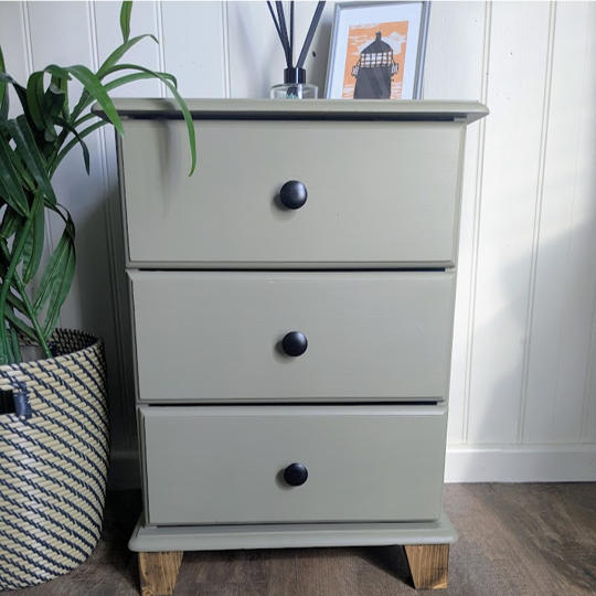 bedside table in olive green