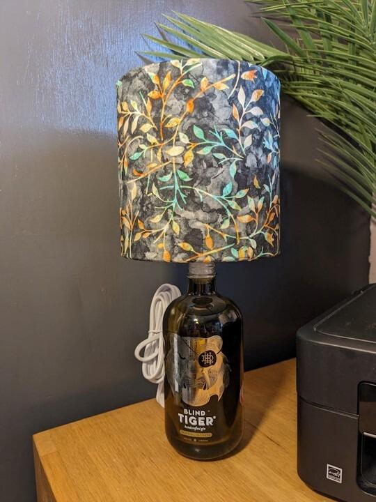 15cm lampshade on a recycled gin bottle
