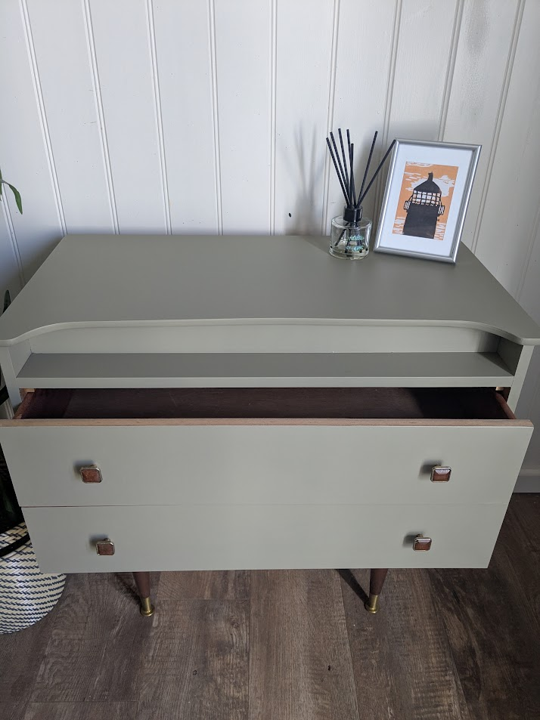 mid century green drawers