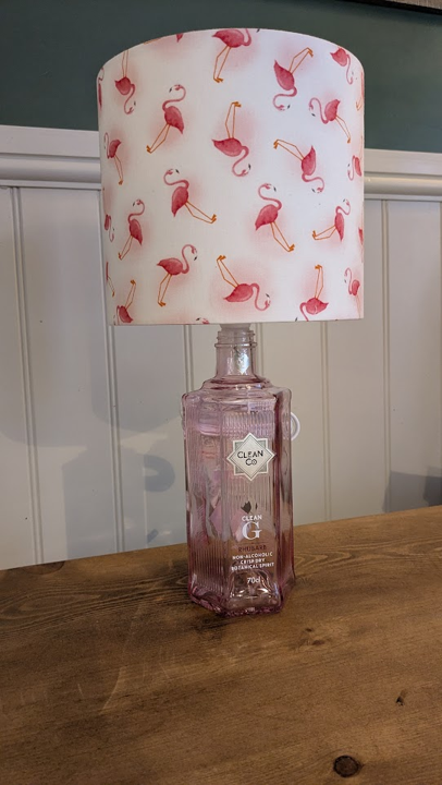 flamingo pink bottle lamp