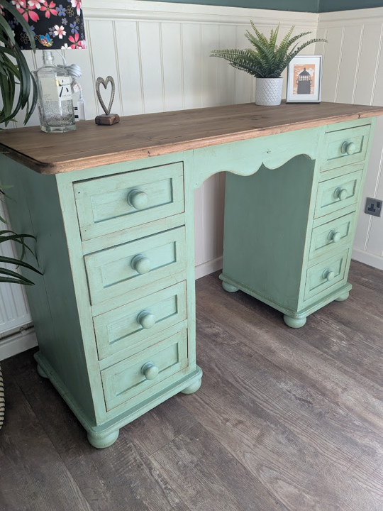 upcycled green dressing table