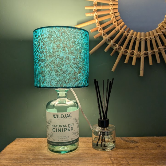 green animal print lamp