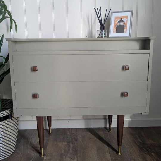 olive mid century drawers