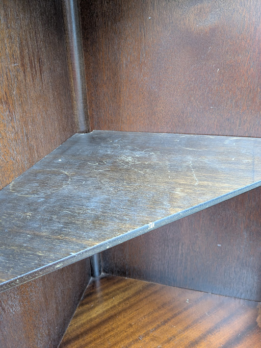 corner shelving unit with doors