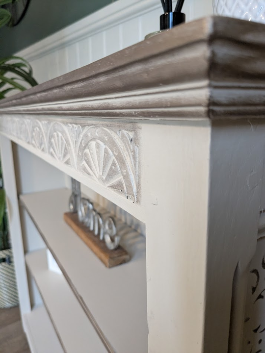 upcycled beige bookcase