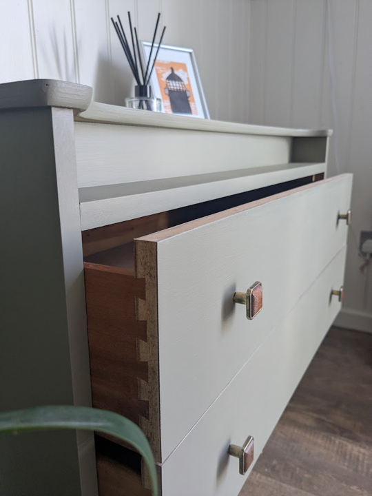 olive mid century drawers
