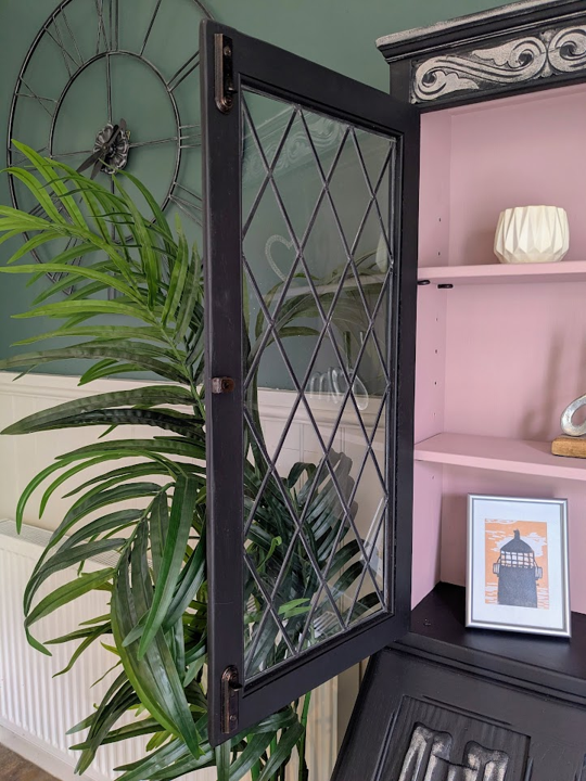 writing bureau in black and pink
