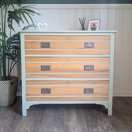 green vintage chest of drawers