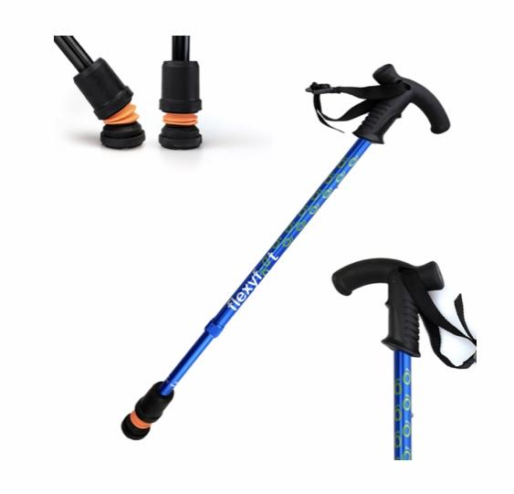 Flexyfoot telescopic derby handle walking stick