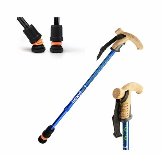 Flexyfoot telescopic cork handle walking stick