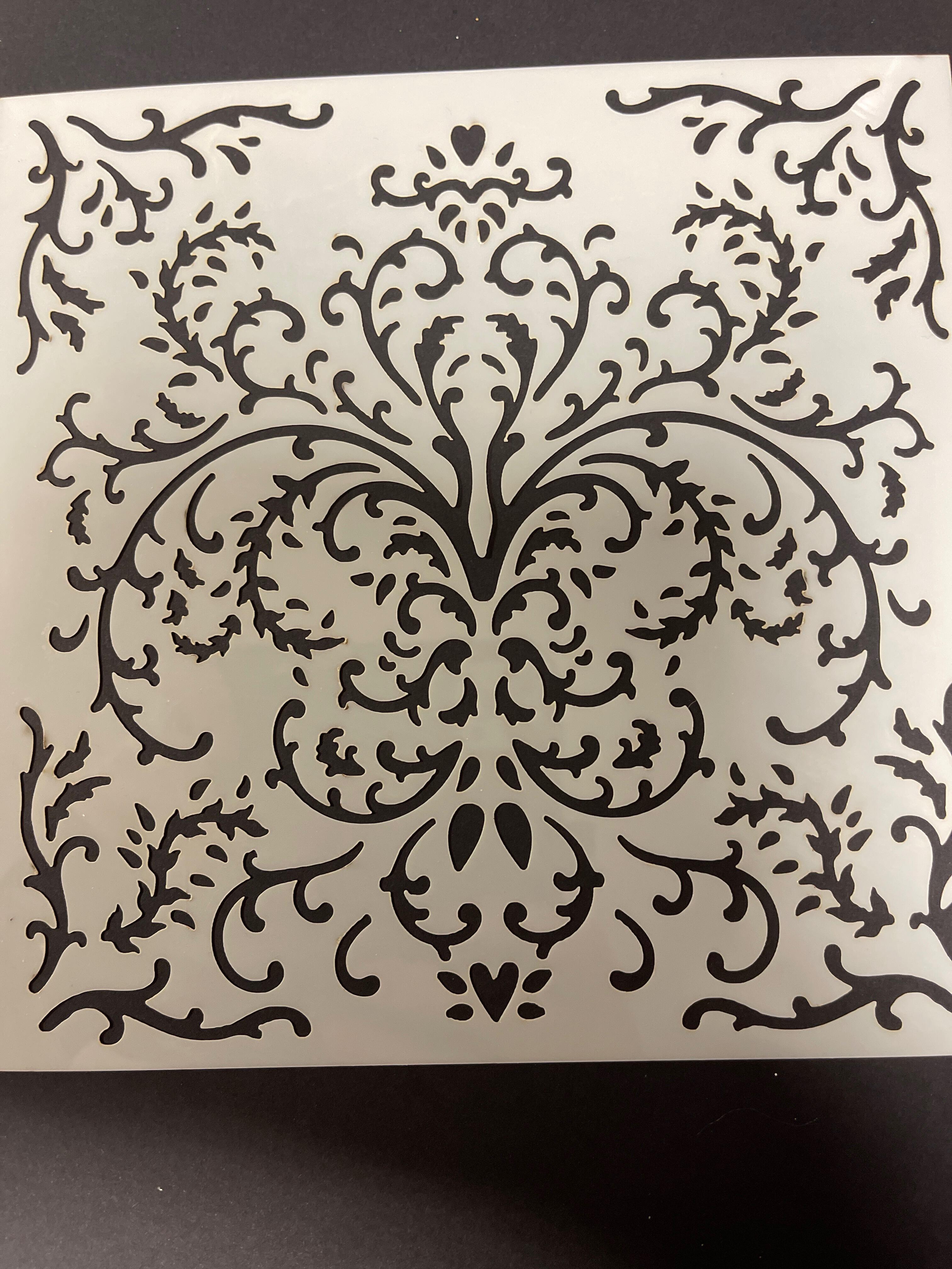 Dawn Bibby Creations - 8” x 8” embossing Stencil - FLOURISHED TILE