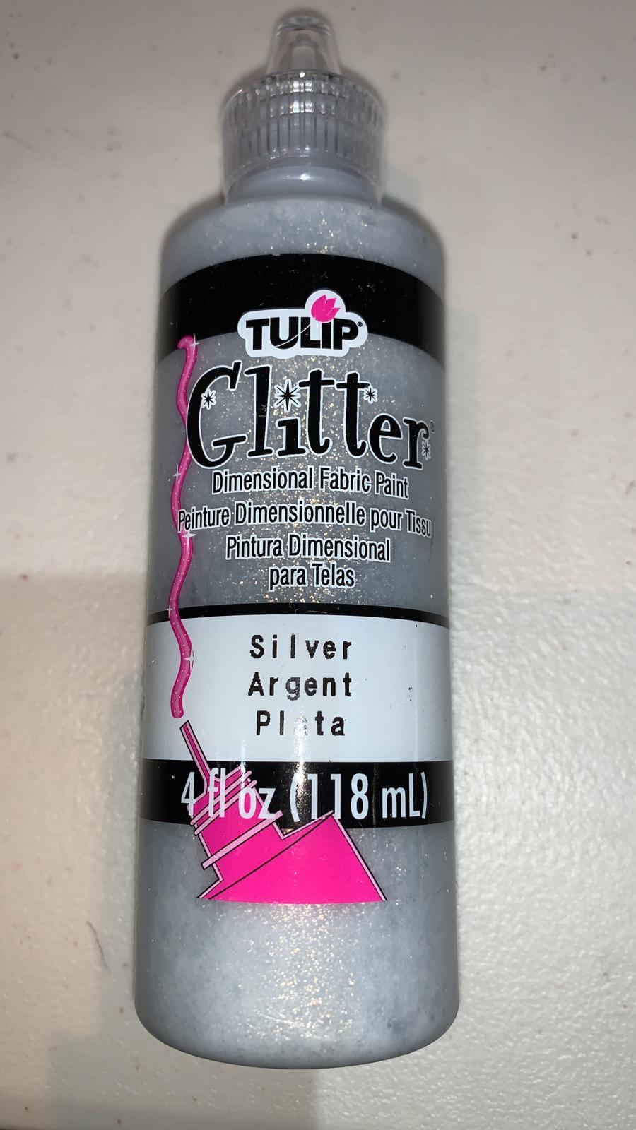 Tulip Glitter Fabric Paint 118ml - SILVER