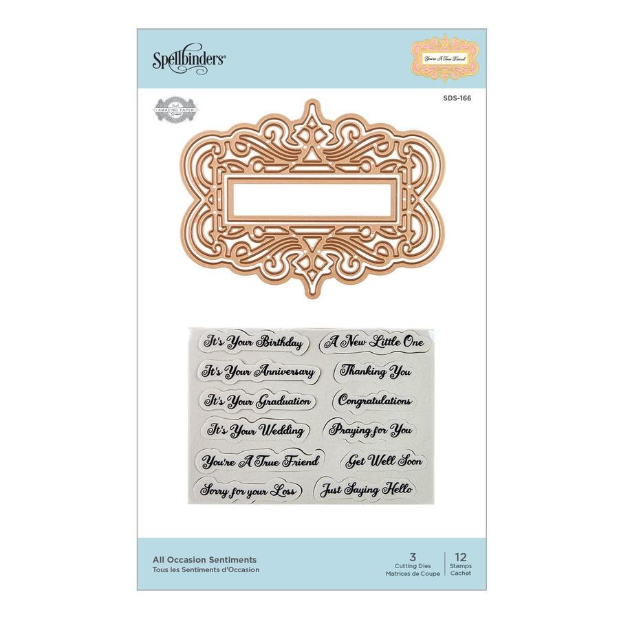 Spellbinders - All Occasion Sentiments Stamp and Die Set - Flourished ...